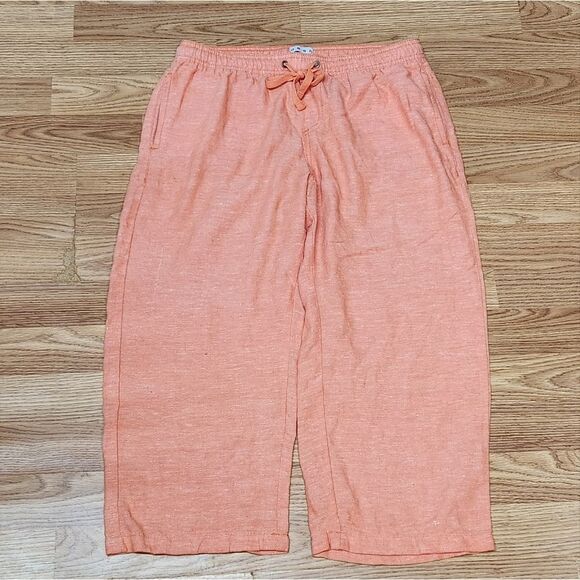 🧵📷🔹️Dash Orange Linen Blend Cropped Pants Medium - Picture 10 of 12